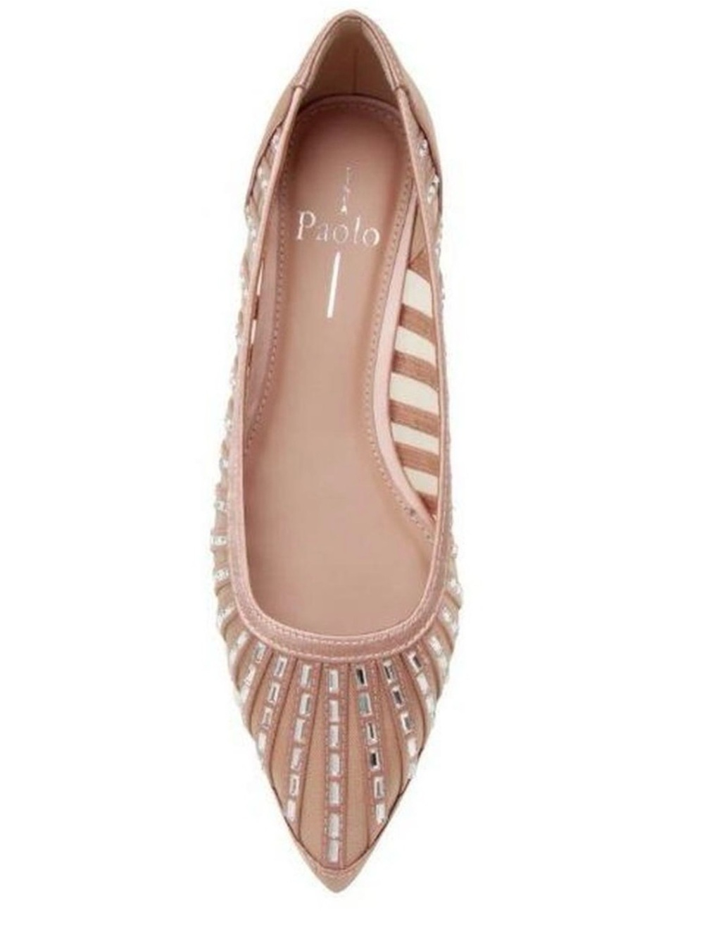 NIB Linea Paolo Noelle Blush Satin Flat with Crystals